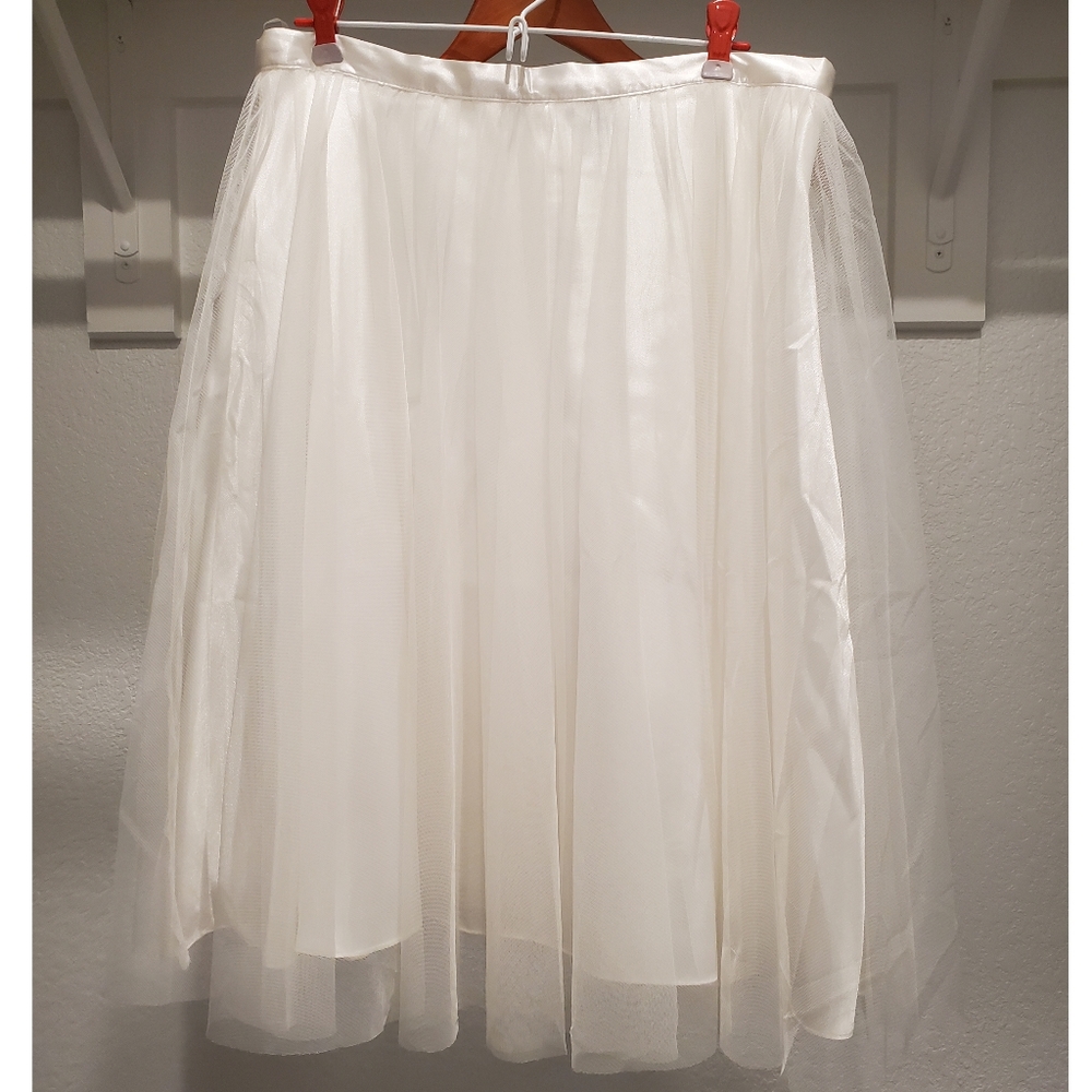 Off White Silk and Tulle Skirt